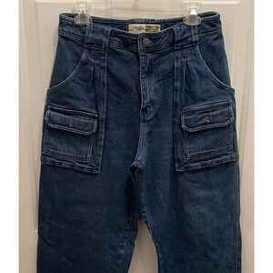 Cabelas 7 Pocket Hiker Denim Jeans Blue Cargo‎ Heavyweight Womens 10 Hiking